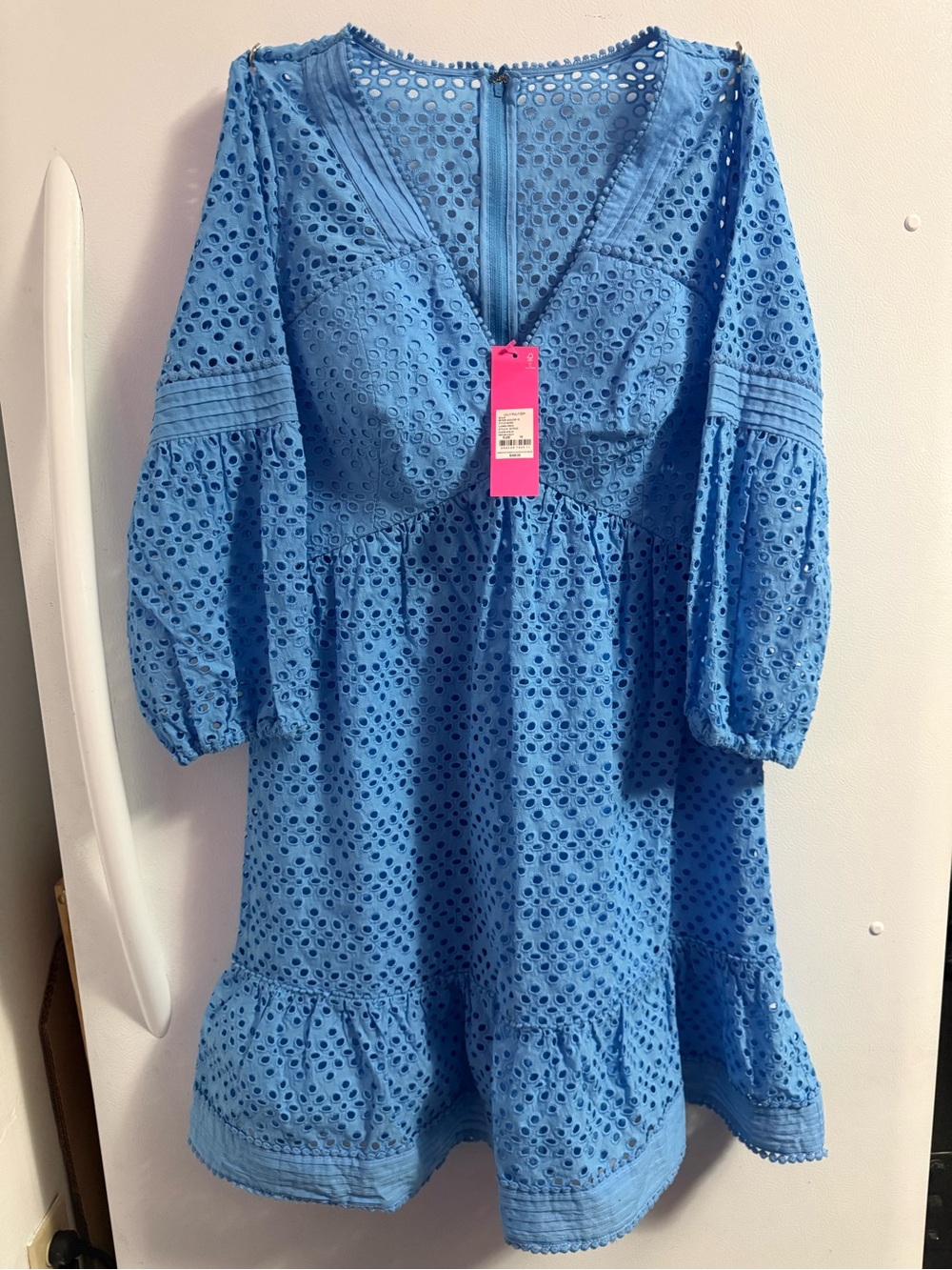Lilly Pulitzer Blue Eyelet V-Neck Casual Dress - Picture 3 of 3